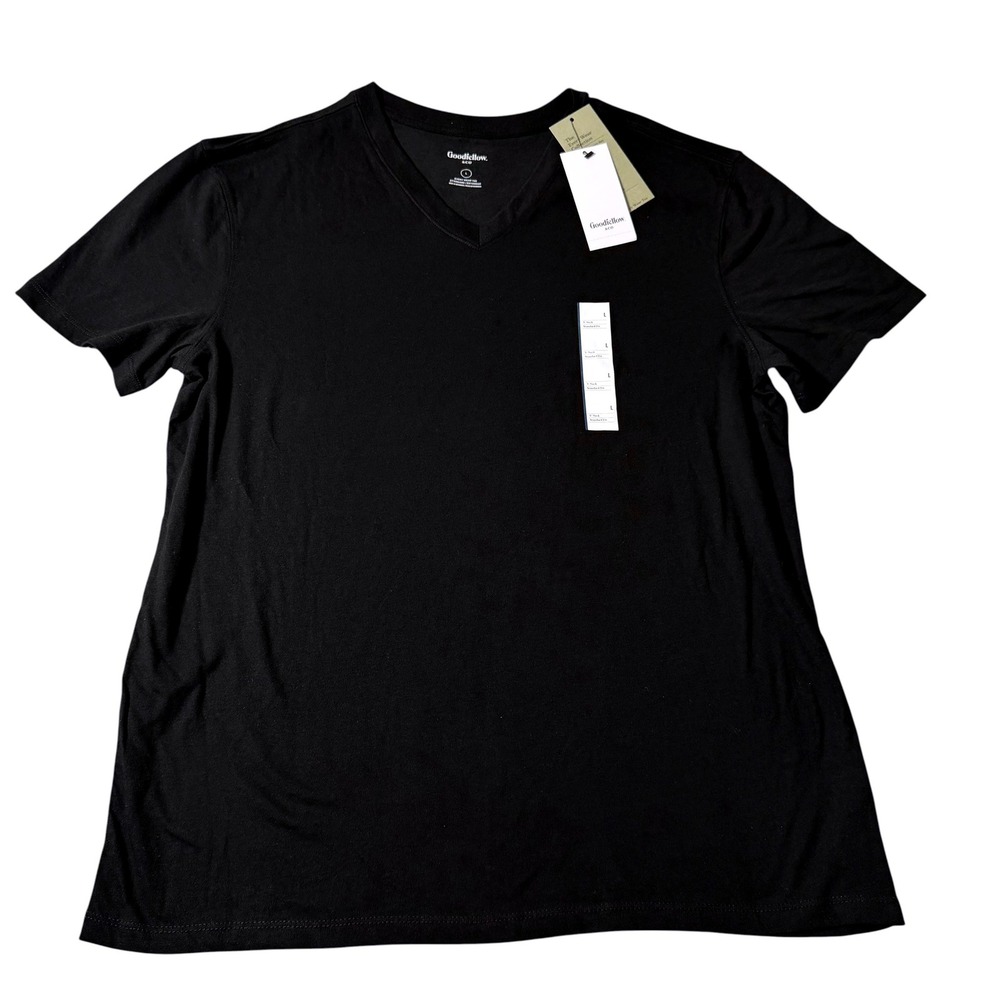 Goodfellow‎ & Co Mens Ebony Black V-Neck Every Wear Tee Standard Fit Large NWT